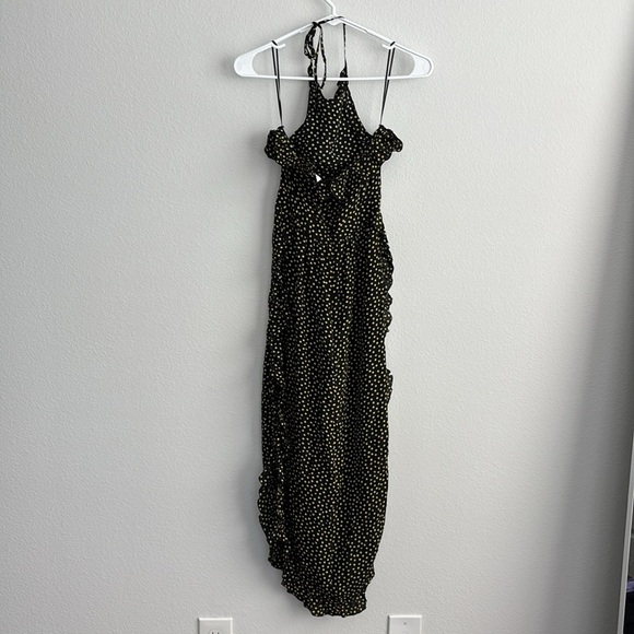 SeeByChloe Black Yellow Polka Dot Ruffle Midi Dress - Picture 3 of 6